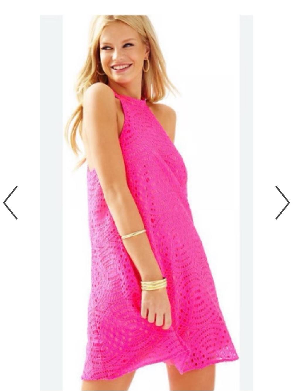 Lily Pulitzer Sleeveless Hot Pink Crochet Shift Dress